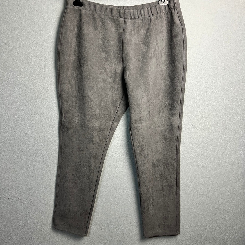 Sion Supreme Gray Faux Suede‎ Pull On High Rise Pants Casual Trousers Gray XL
